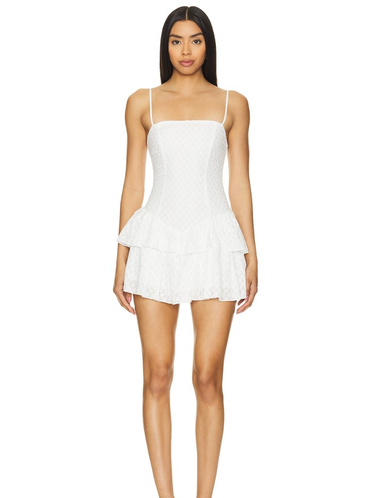 More To Come Shay Mini Dress In White Cottage Summer